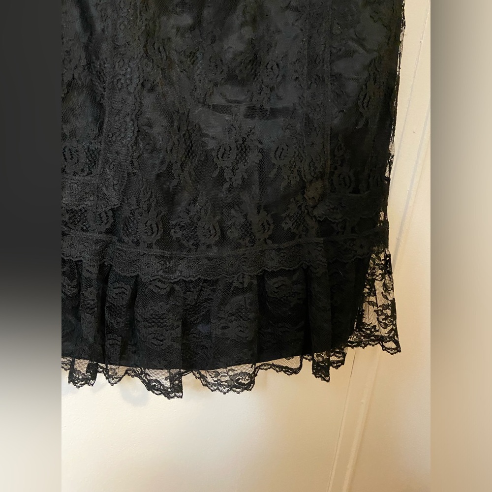 Jessica McClintock black Sheer gothic Lace strapless dress Size 7 - Picture 5 of 10